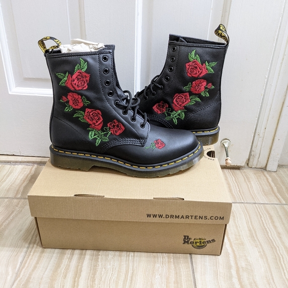 Dr. Martens Shoes - Dr. Martens Rose Embroidered Boot